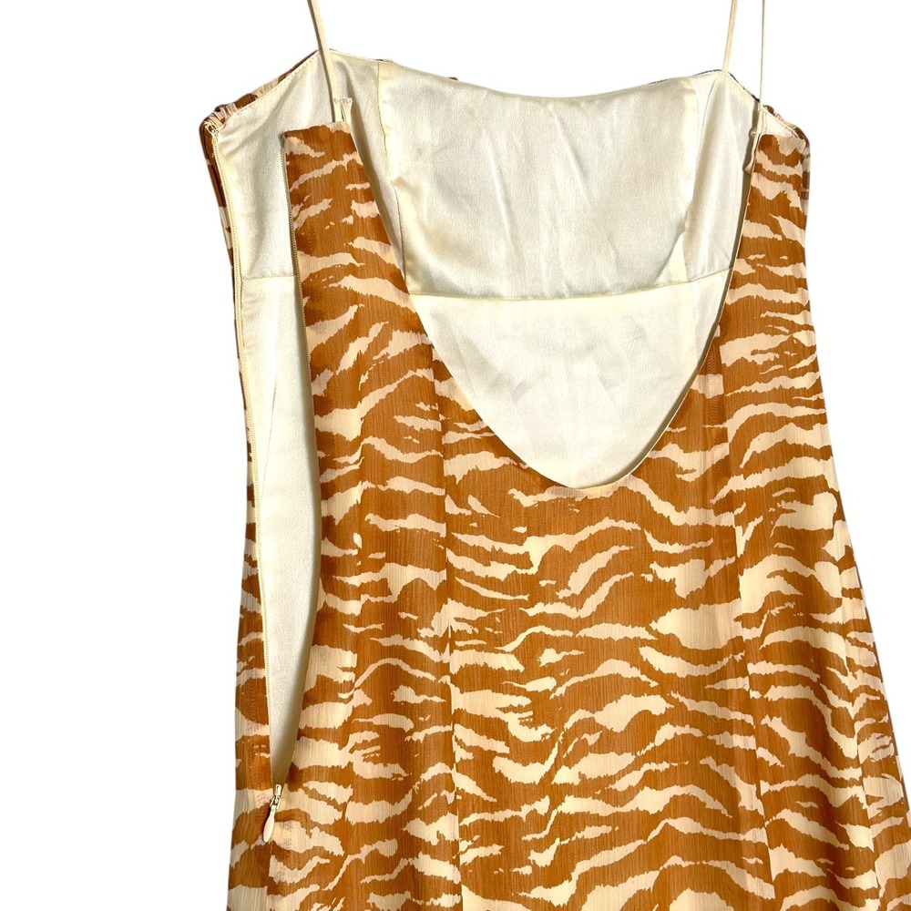 Camila Coelho Dress Bailee Zebra Print Side Slit Tan Cream M Animal Print Boho - Picture 12 of 15